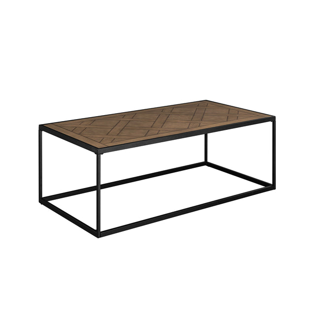 Contemporary Decorative Parquet Top Rectangle Coffee Table - Parquet Veneer by Walker Edison | Bel Furniture