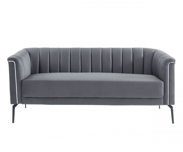 Sofa With Silver Legs - Dark Gray