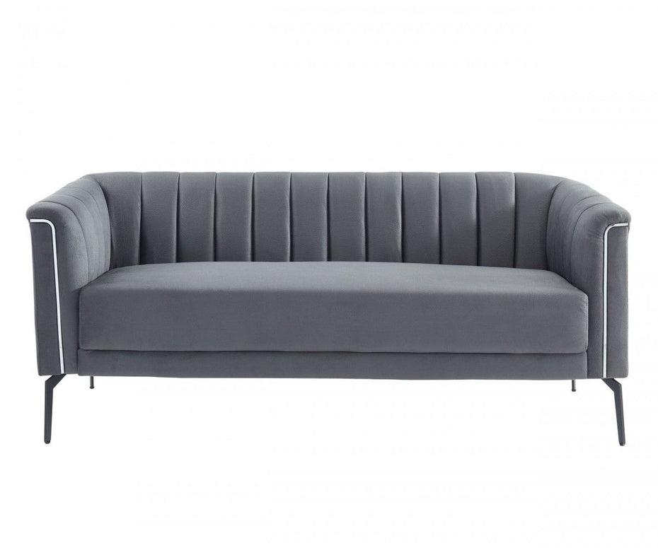 Sofa With Silver Legs - Dark Gray