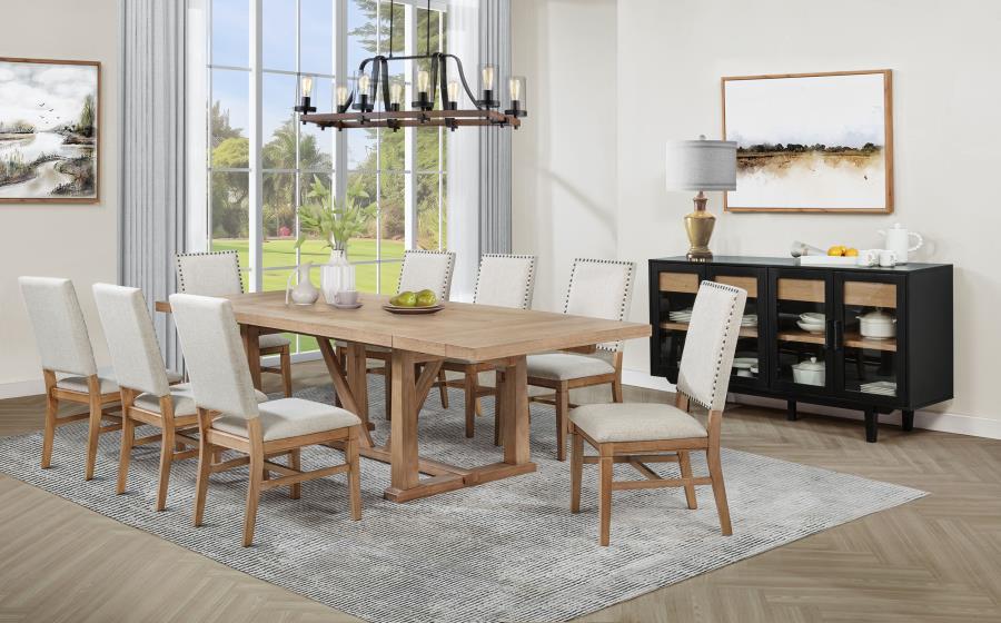 Middleton - 106" Extension Leaf Dining Table - Natural Brown by Coaster Fine Furniture | Bel Furniture