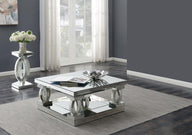 Amalia - Mirrored Coffee Table Set Pearl Silver 2 Pc. Coffee Table, End Table by Coaster Fine Furniture | Bel Furniture