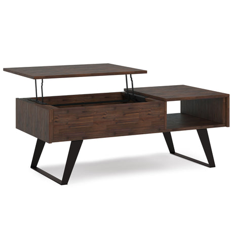 Lowry - Lift Top Coffee Table - Distressed Charcoal Brown by Simpli-Home | Bel Furniture