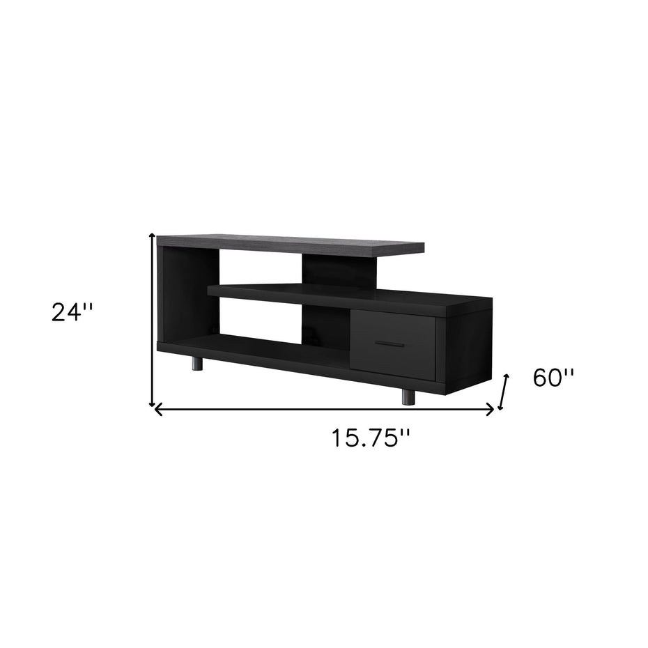 TV Stand Open Shelving - Black / Gray