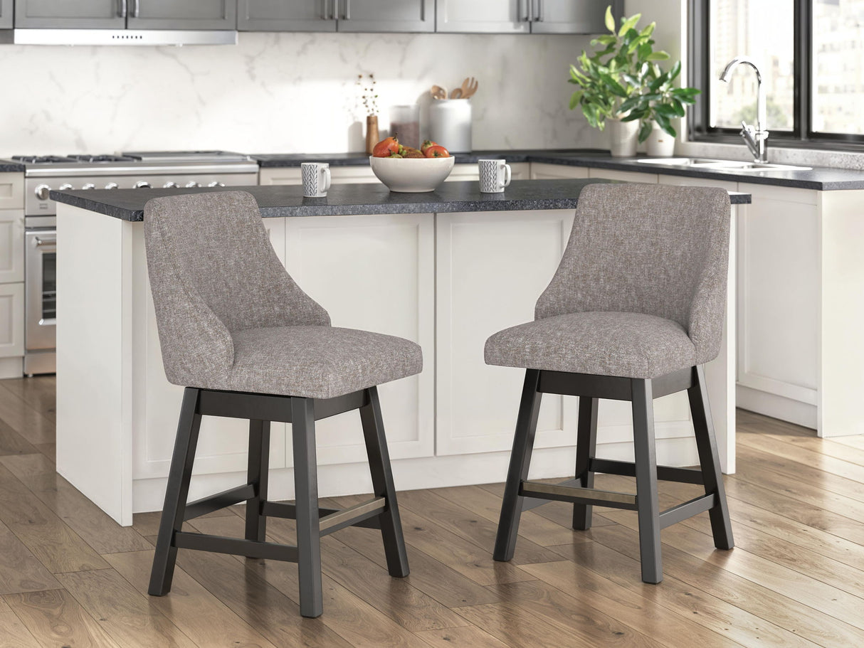 Neymorton - Upholstered Swivel Barstool (Set of 2) - Dark Grayish Brown - view 3