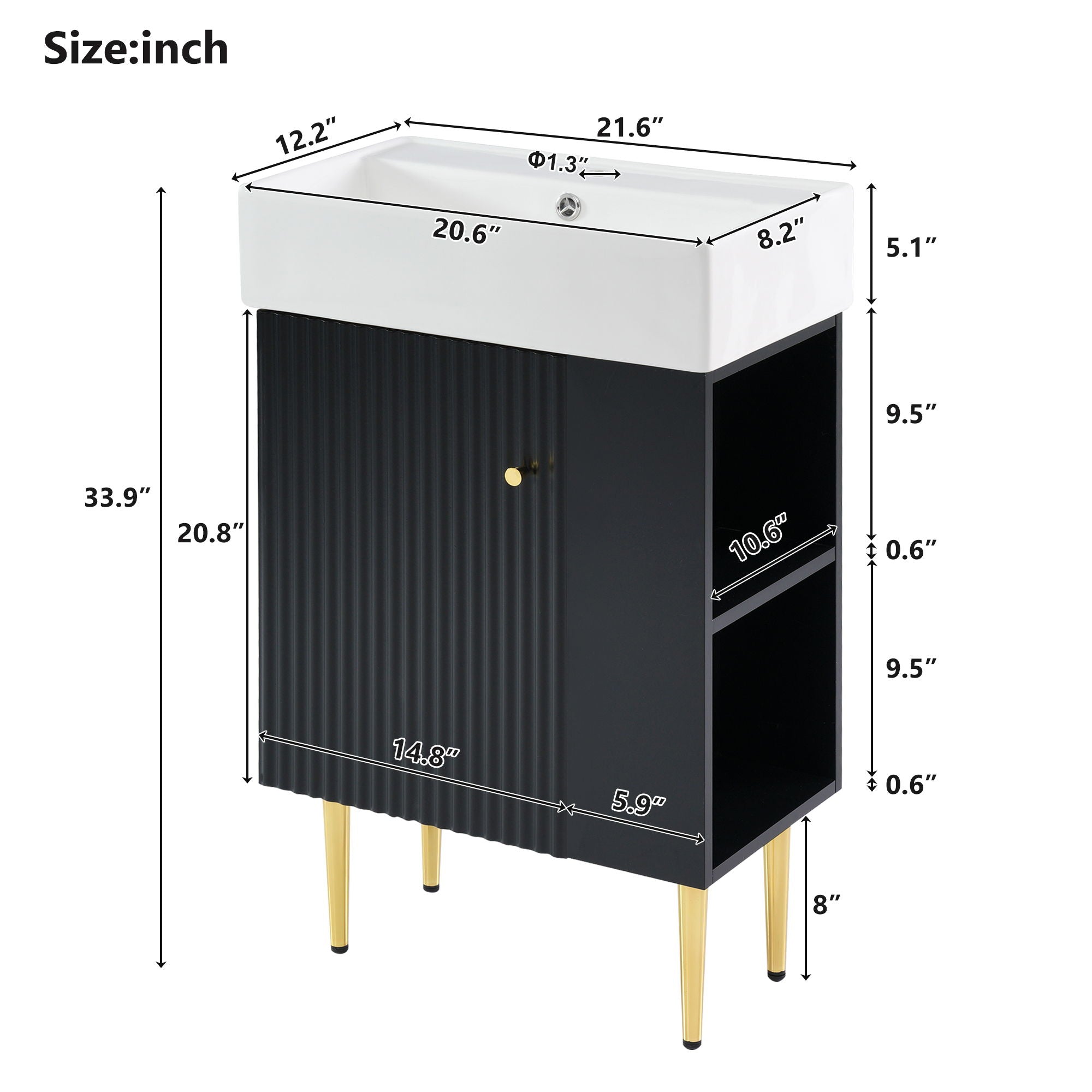 Bathroom Vanity, Combo Cabinet, Bathroom Storage Cabinet, Single Ceramic Sink