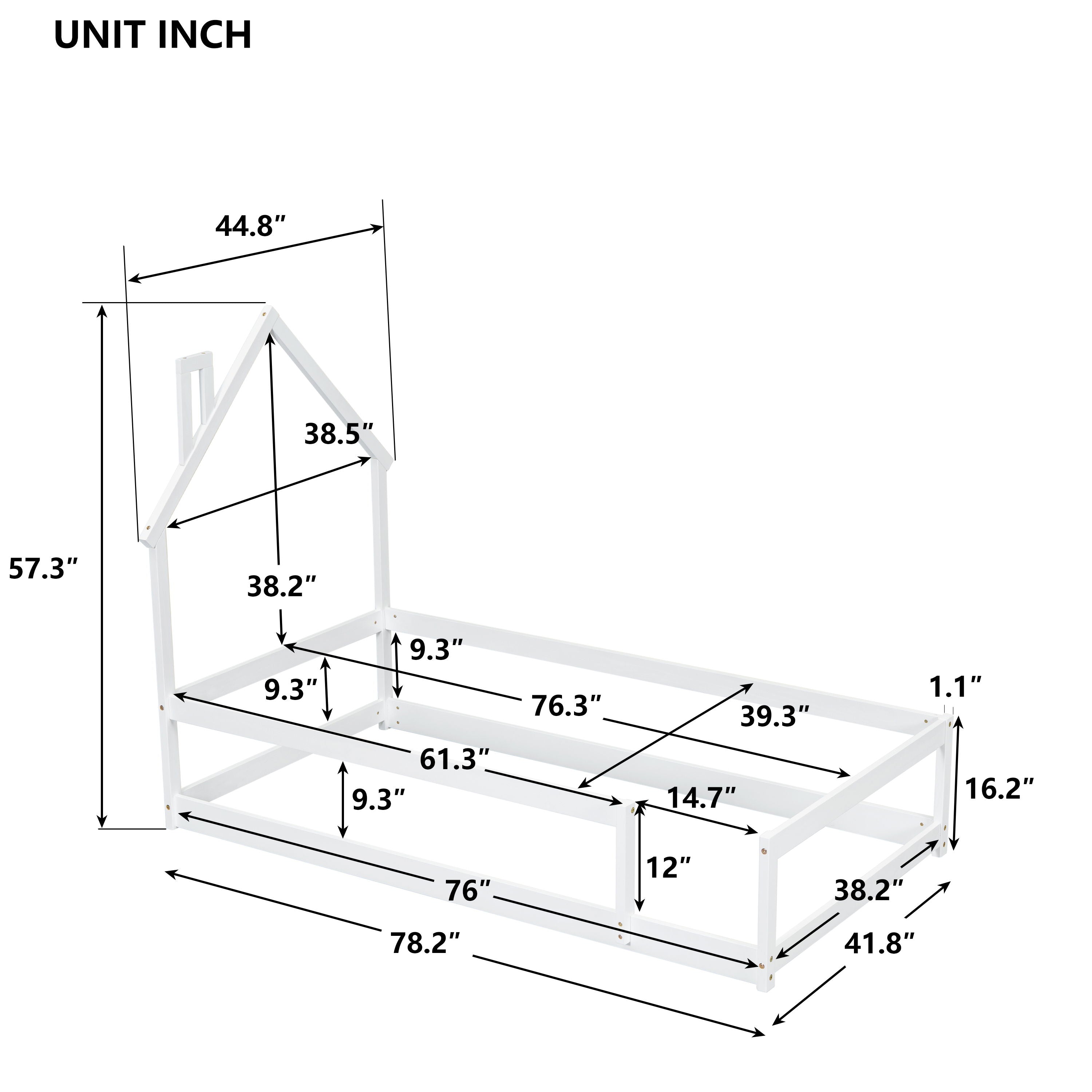 Wood Bed With House Shaped Headboard Floor Bed With Fences