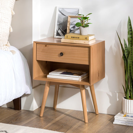 Mid Century Modern Single Drawer Nightstand by Walker Edison | Bel Furniture