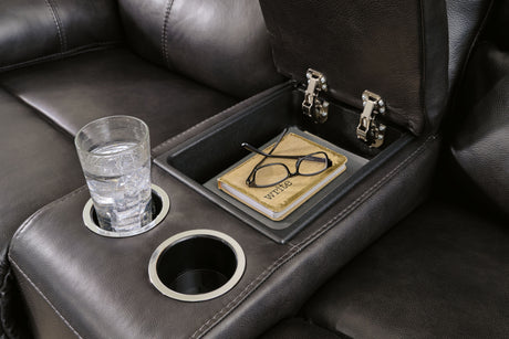 Mountainous - Eclipse - Power Reclining Loveseat With Console /Adj Headrest by Signature Design by Ashley® | Bel Furniture
