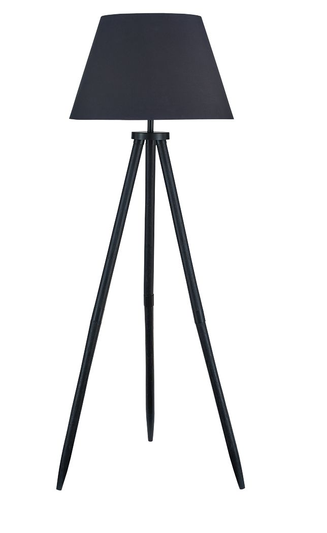 Orhan Wood Floor Lamp Black