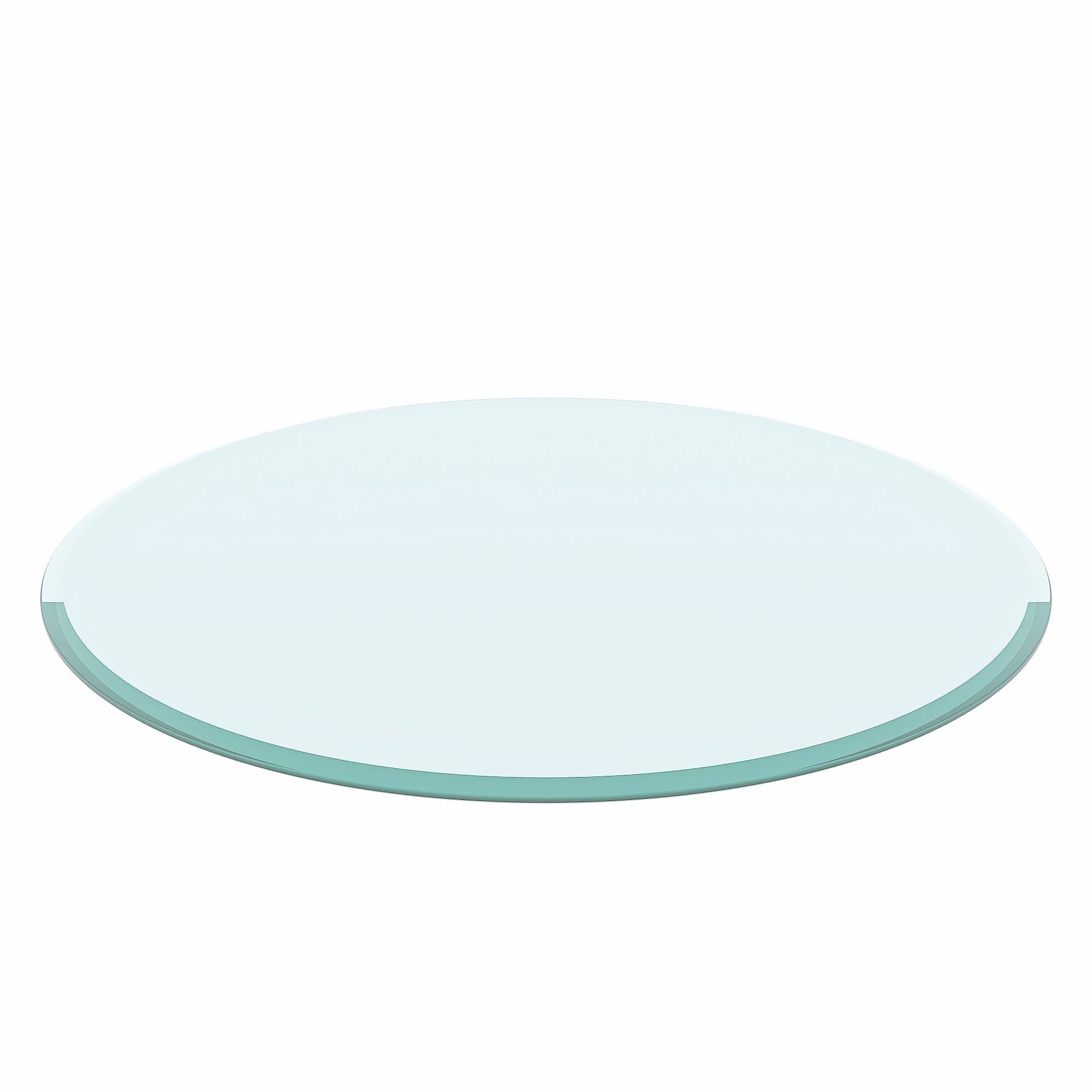 24" Round Tempered Glass Table Top Clear Glass Beveled Polished Edge