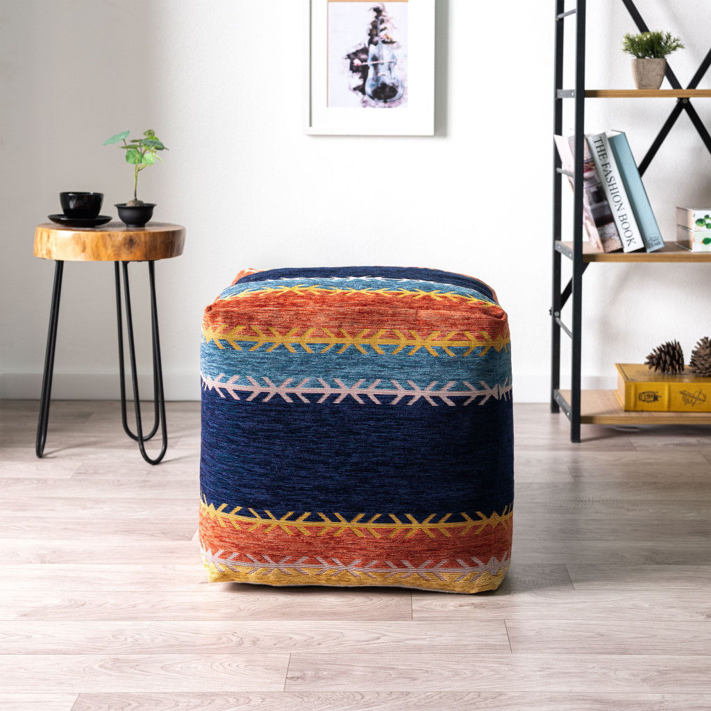 Polyester Blend Ottoman - Multicolored