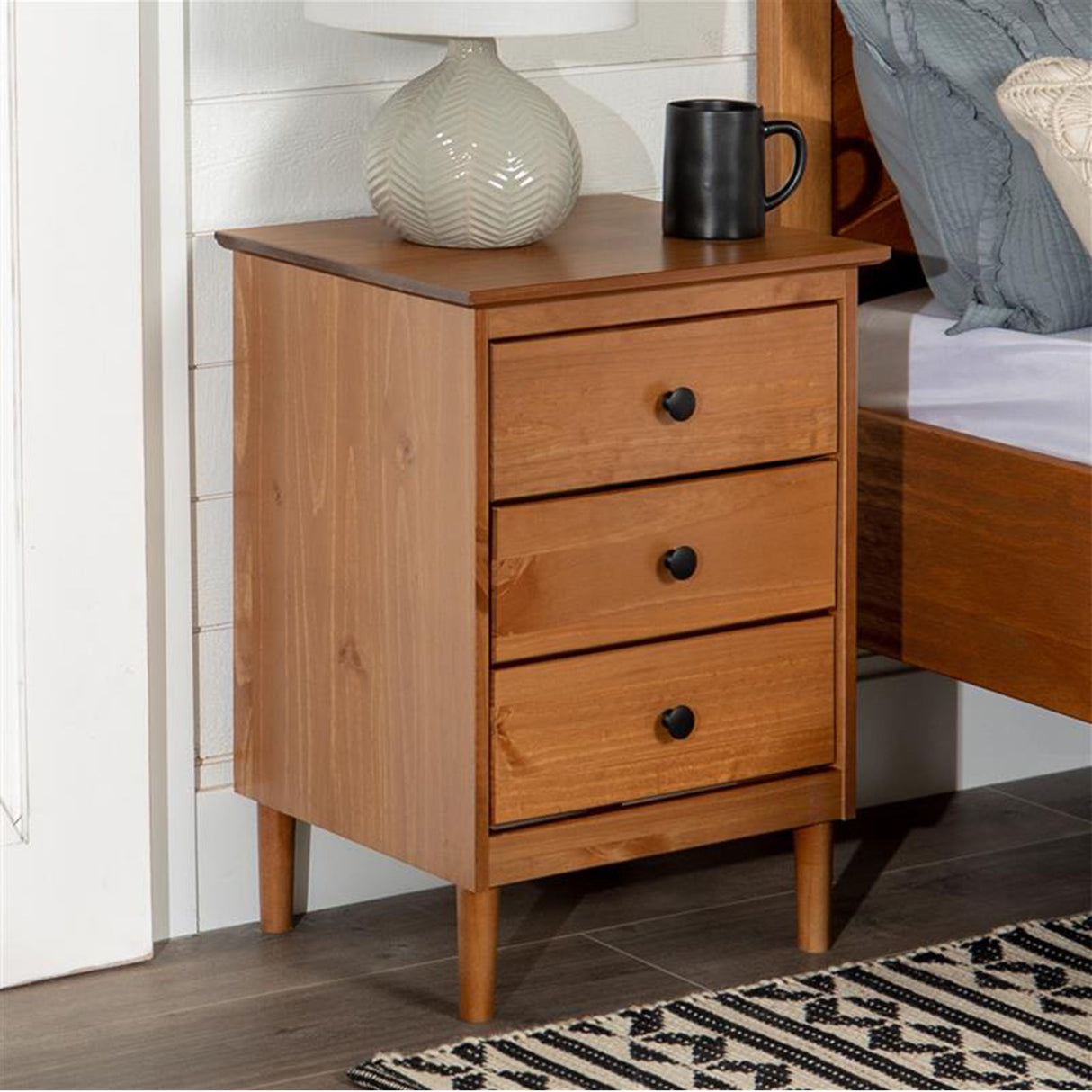 Classic 3 Drawer Solid Wood Nightstand by Walker Edison | Bel Furniture