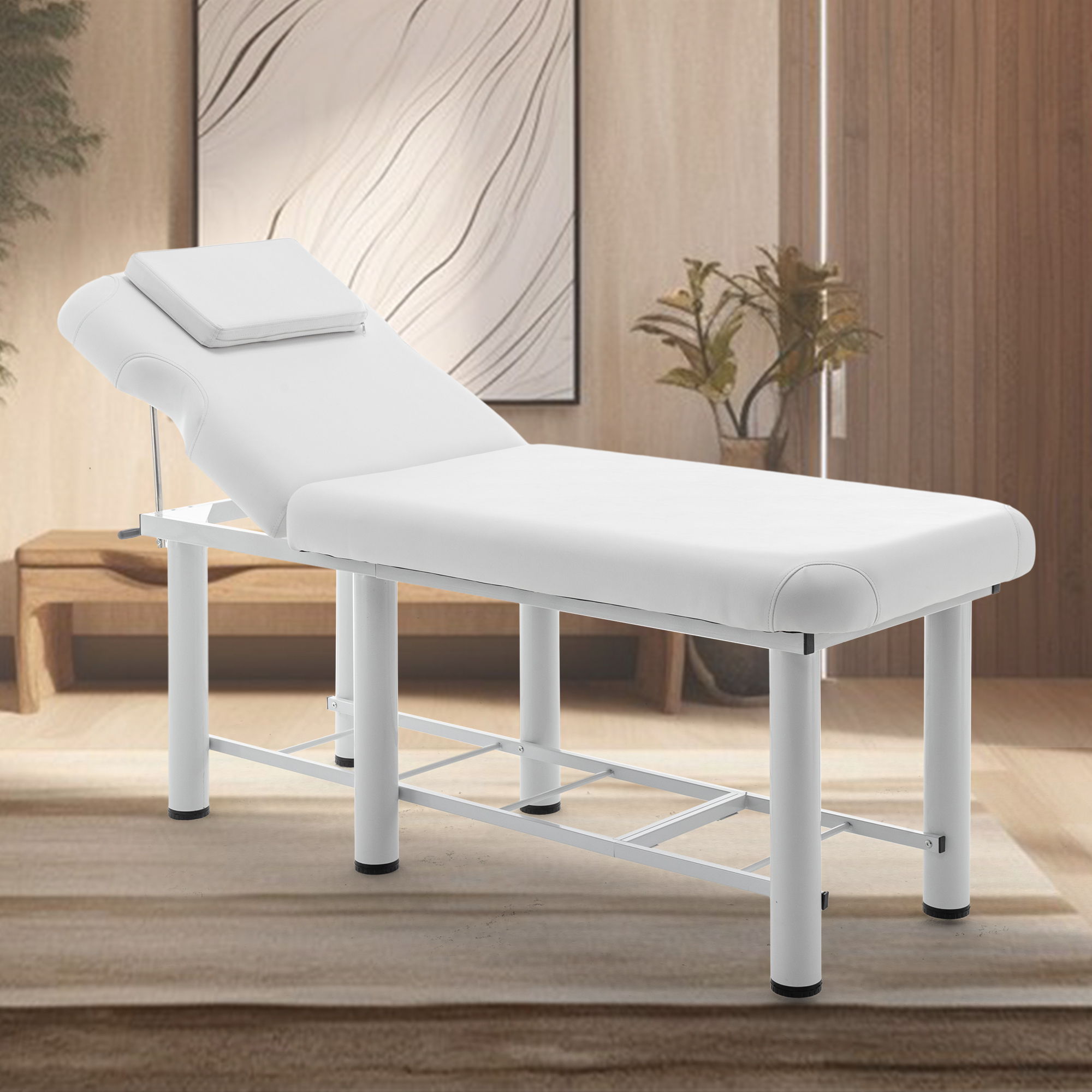 Professioanl Massage Table, Backrest Adjustable, Removable Headrest, Bottom Shelf Storage, Memory Foam Layer Salon Bed