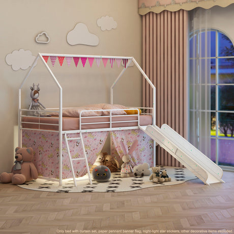 Jack - House Loft Bed With Slide And Curtain Set - view 24