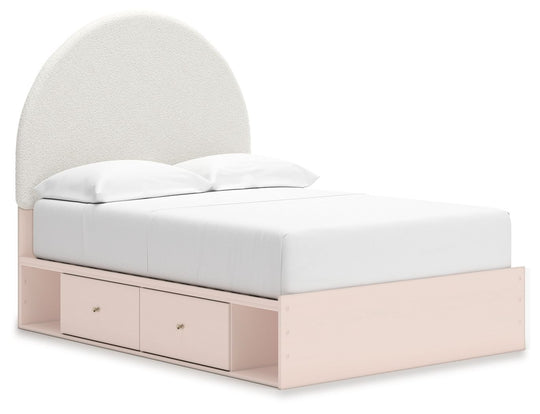 Wistenpine - Upholstered Panel Bed With Storage Pink Full Under Bed Storage by Signature Design by Ashley® | Bel Furniture