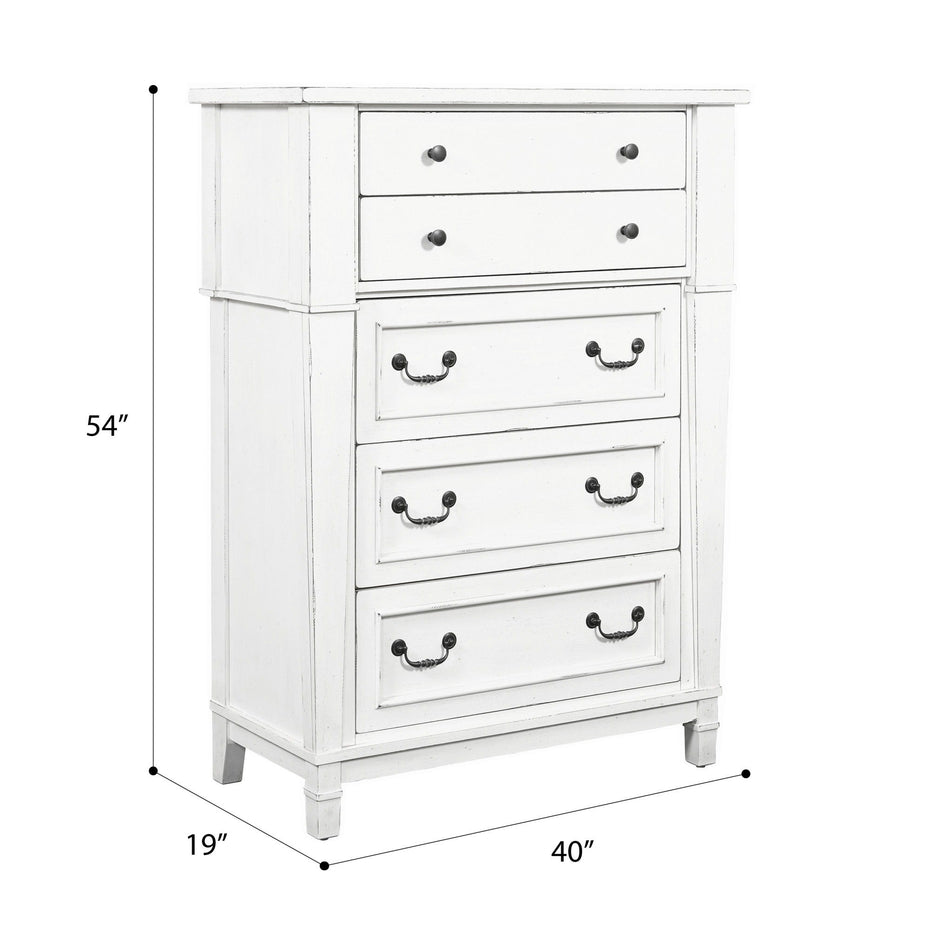 Coastal 5 Drawer Chest - White