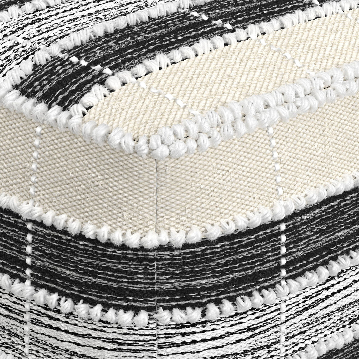 Barley - Square Pouf - White / Beige / Black by Simpli-Home | Bel Furniture