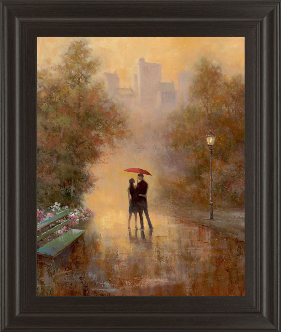 Walk In The Park I By T.C. Chiu - Framed Print Wall Art - Dark Brown