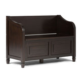 Connaught - Storage Bench Dark Brown 42"W x 18"D x 29.5"H by Simpli-Home | Bel Furniture