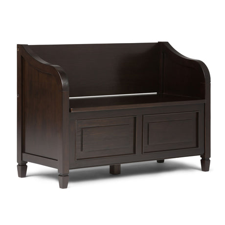 Connaught - Storage Bench Dark Brown 42"W x 18"D x 29.5"H by Simpli-Home | Bel Furniture