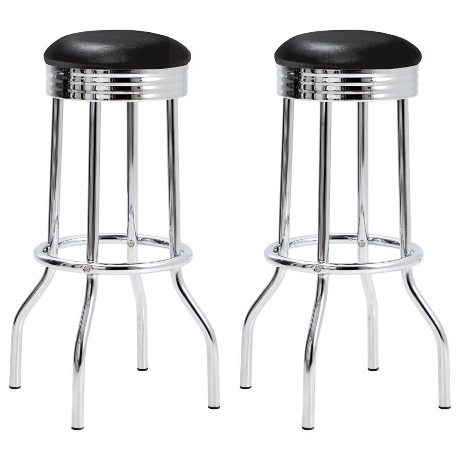 Retro - Upholstered Metal Swivel Bar Stool (Set of 2) Black by CoasterEveryday | Bel Furniture