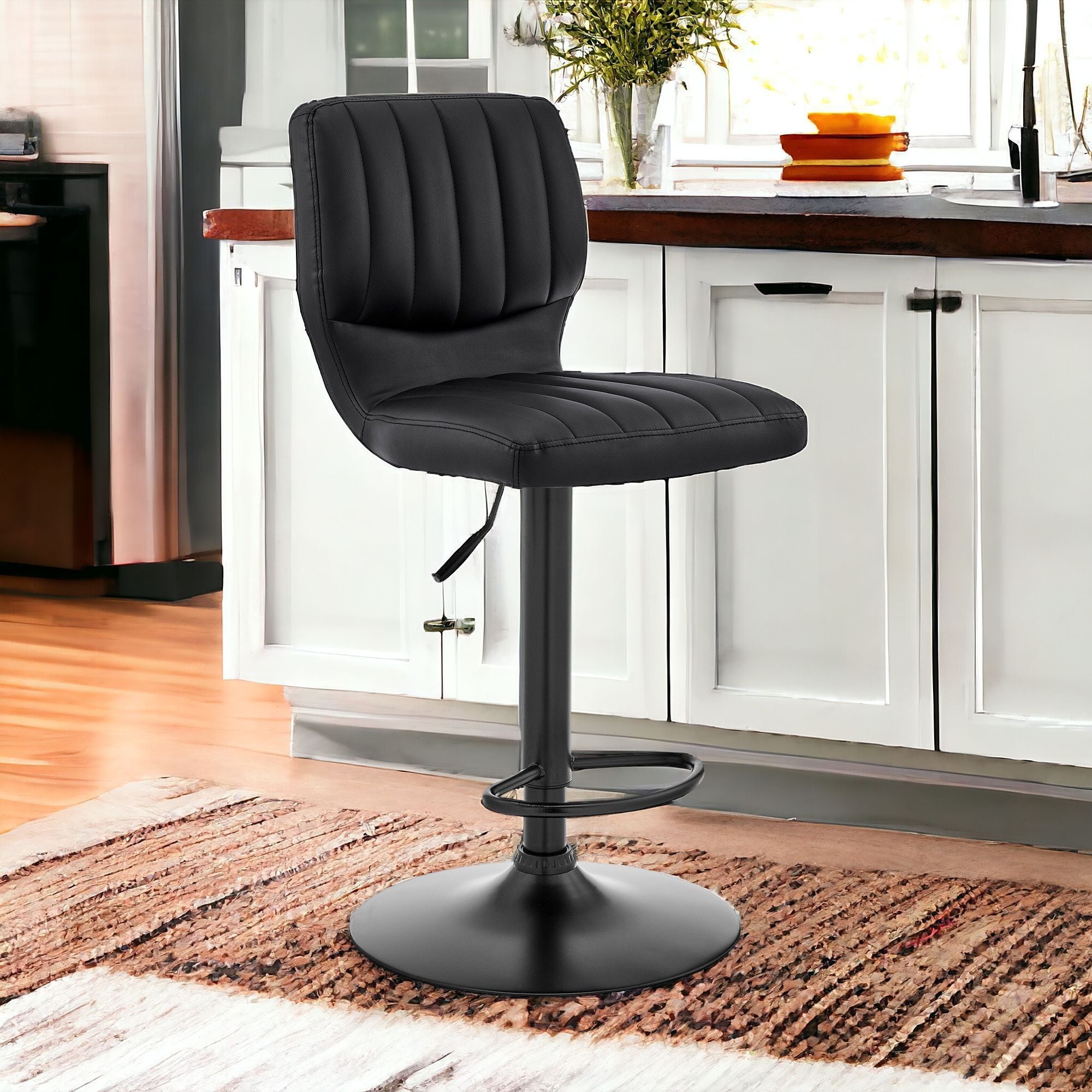 46" Swivel Adjustable Height Bar Chair - Black