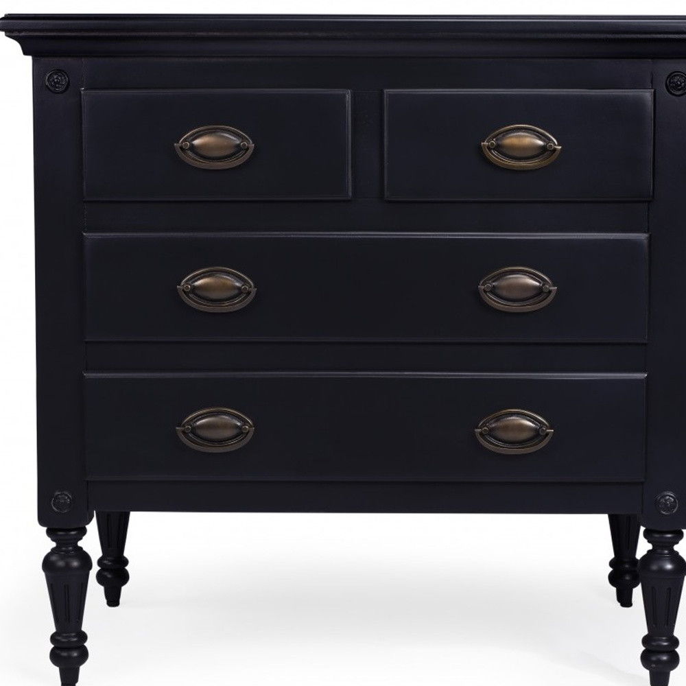 Solid Wood Four Drawer Gentlemans Chest - Black