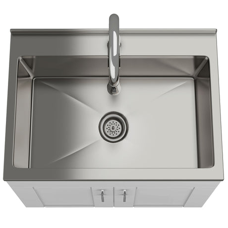 Shaker - Modern Wide, Laundry Cabinet With Faucet And Stainless Steel Sink - view 4