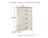 Willowton - Brown / Beige / White - Five Drawer Chest by Signature Design by Ashley® | Bel Furniture