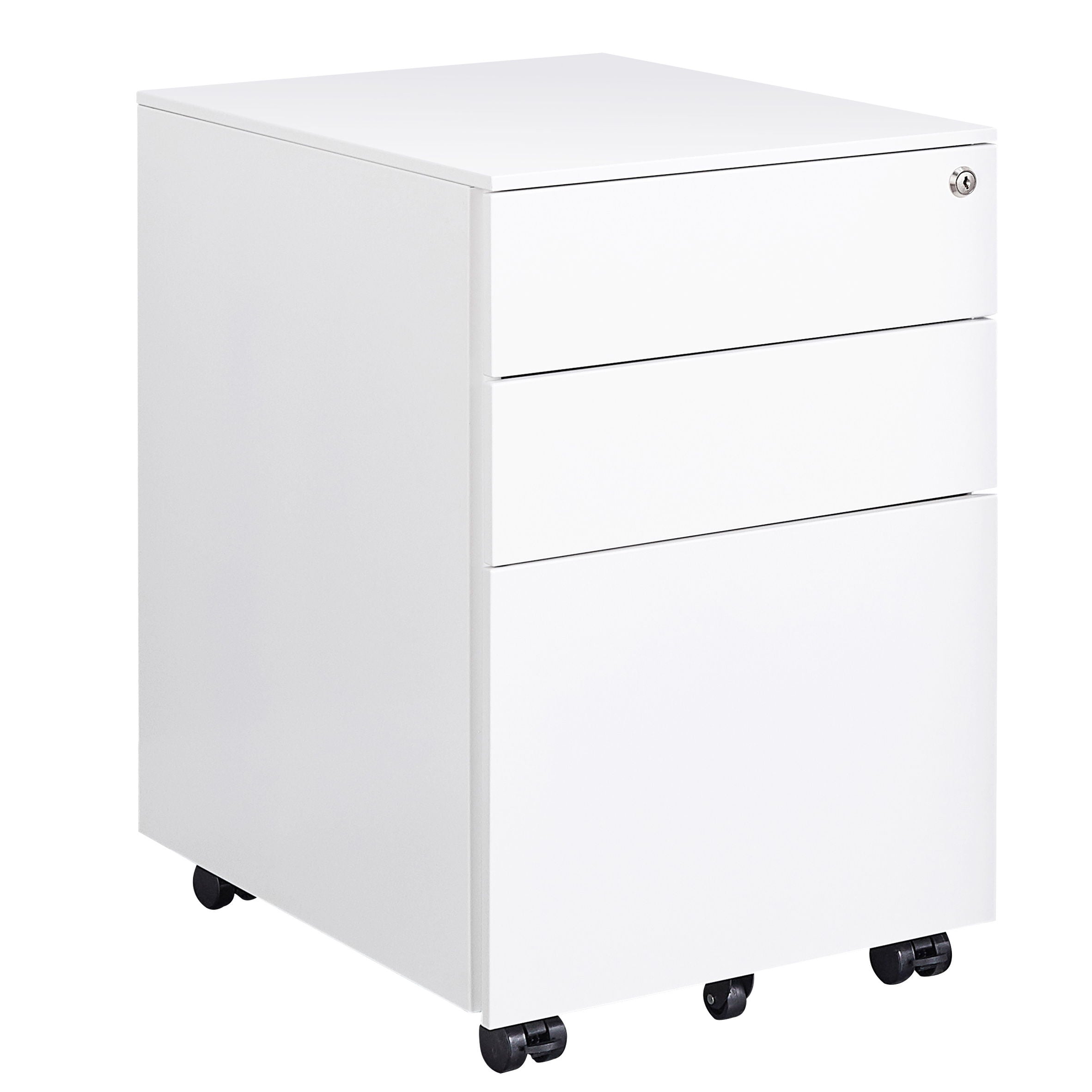 3 Drawer Mobile File Cabinet With Lock Steel File Cabinet For Legal / Letter / A4 / F4 Size, Home / Office Design