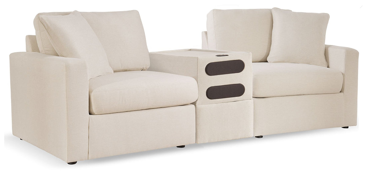 Modmax - Oyster - Sectional White 3 Pc. Sectional With Audio System Console by Signature Design by Ashley® | Bel Furniture