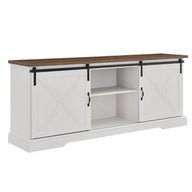 Farmhouse Sliding X Barn Door TV Stand White 28"W x 70"D x 15.5"H by Walker Edison | Bel Furniture