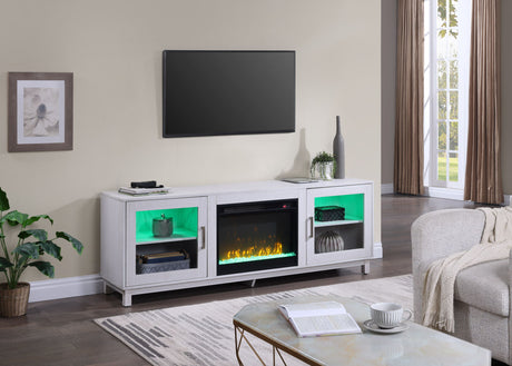 Summit - TV Stand Console With Fireplace - White Walnut Finish by Lilola Home | Bel Furniture