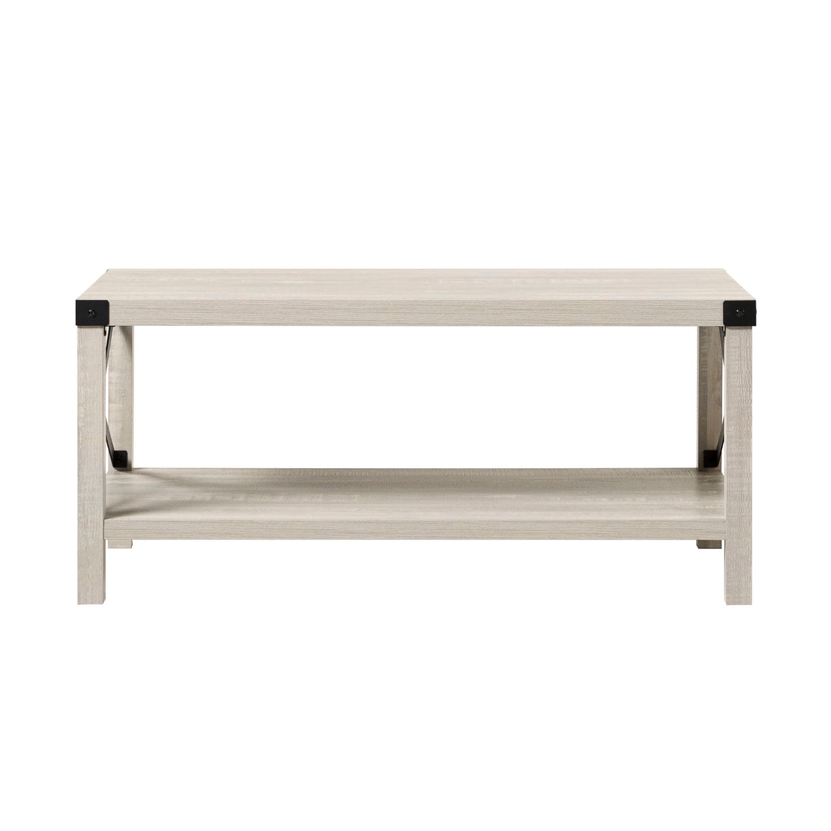 Farmhouse Metal X Table With Lower Shelf by Walker Edison | Bel Furniture