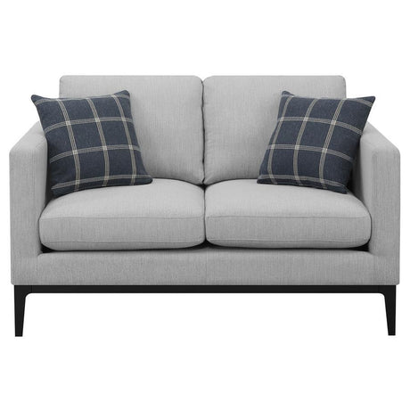 Apperson - Upholstered Track Arm Loveseat - Light Gray by CoasterElevations | Bel Furniture
