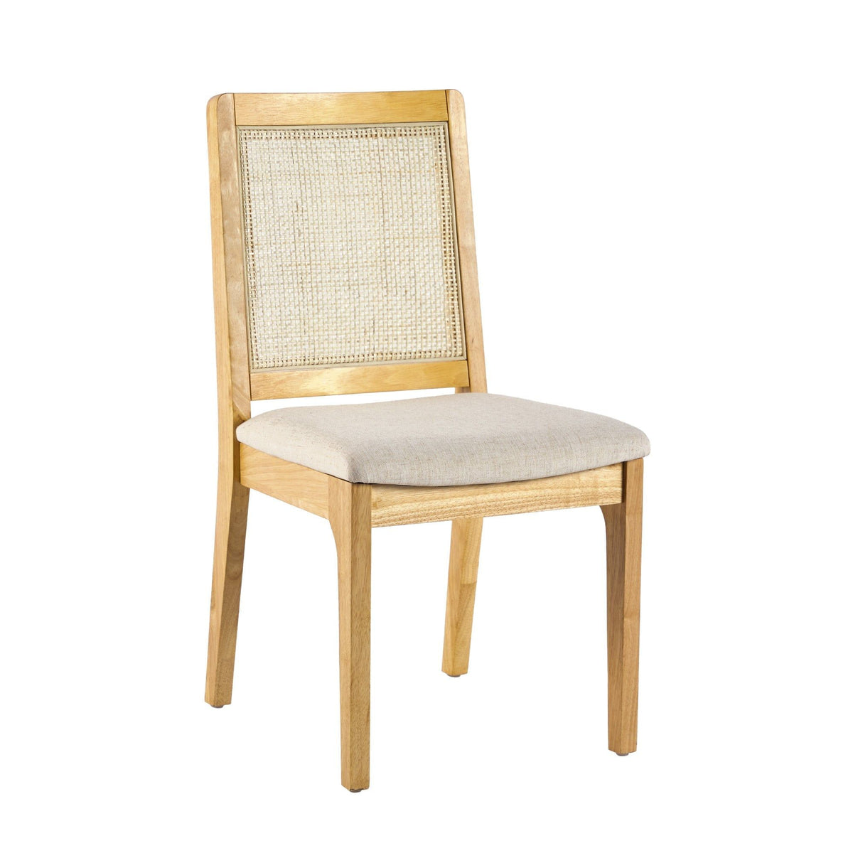 Modern Solid Wood Dining Chair With Rattan Inset Back (Set of 2) Light Brown by Walker Edison | Bel Furniture