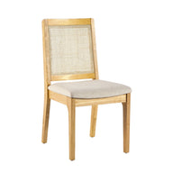 Modern Solid Wood Dining Chair With Rattan Inset Back (Set of 2) Light Brown by Walker Edison | Bel Furniture