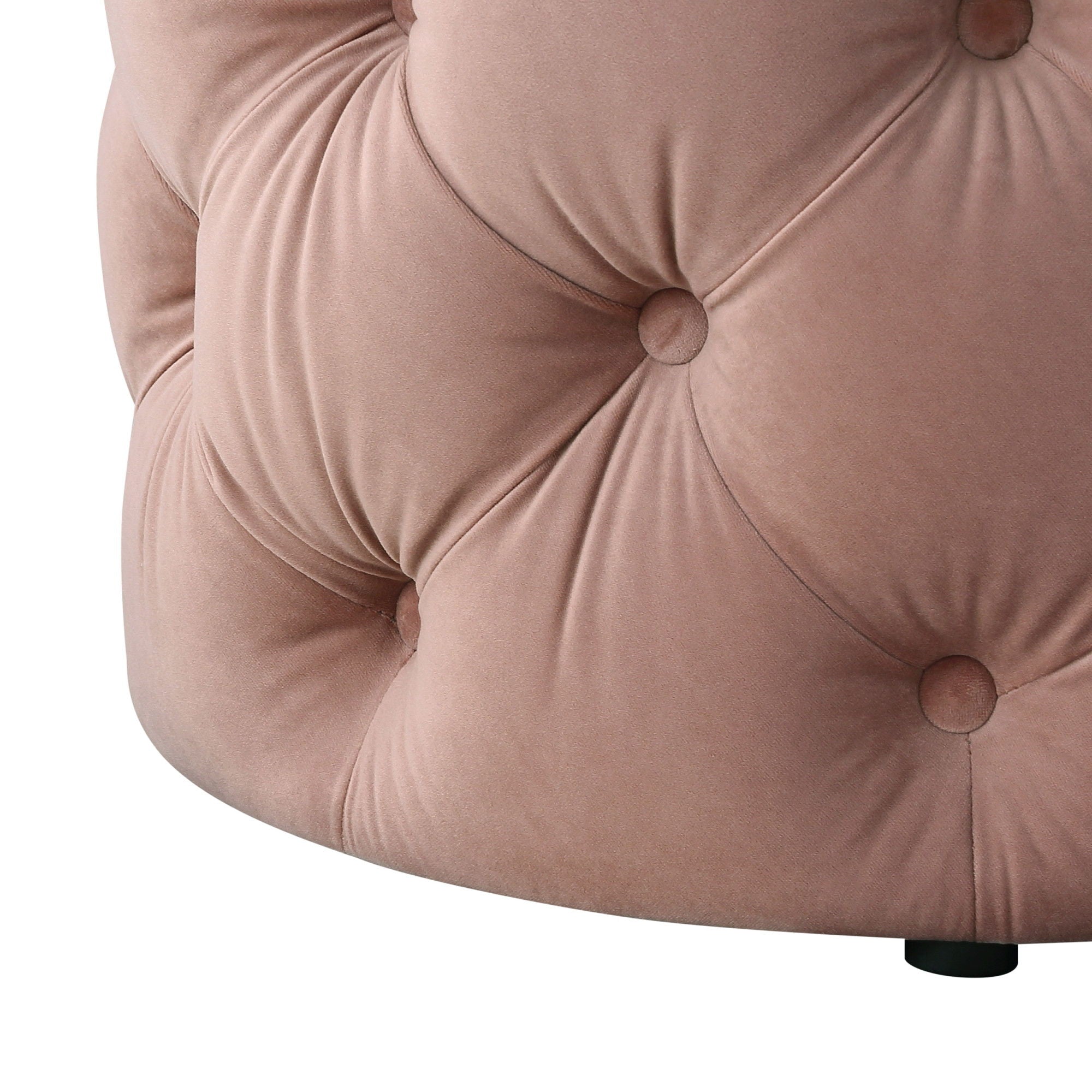 Velvet Tufted Round Ottoman - Blush