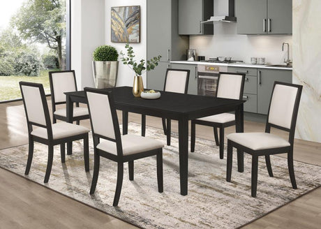 Louise - Dining Set Black 7 Pc. Table, 6 Chairs by CoasterEveryday | Bel Furniture