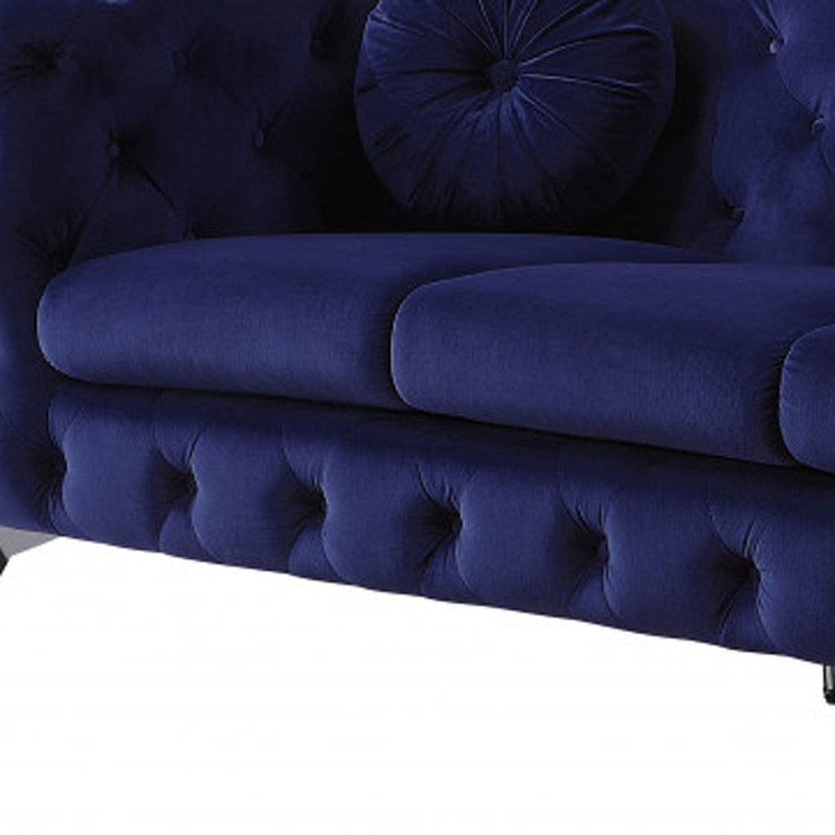 Velvet Sofa & Silver Legs - Blue