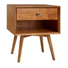 Mid-Century Modern Single Drawer Solid Wood Nightstand Light Brown by Walker Edison | Bel Furniture