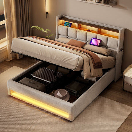 Upholstered Platform Bed With A Hydraulic Storage System, LED And USB Charging (Without Mattress) - view 11
