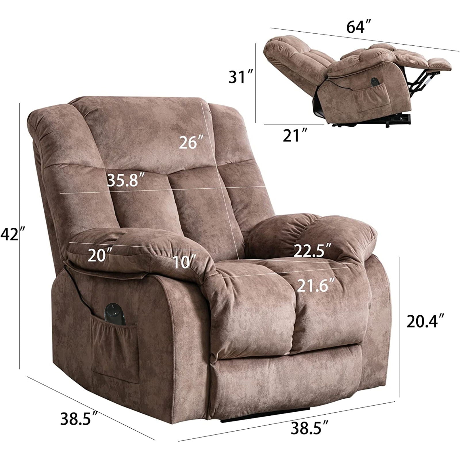 Power Lift Recliner Chair For Elderly - Heavy Duty And Safety Motion Reclining Mechanism