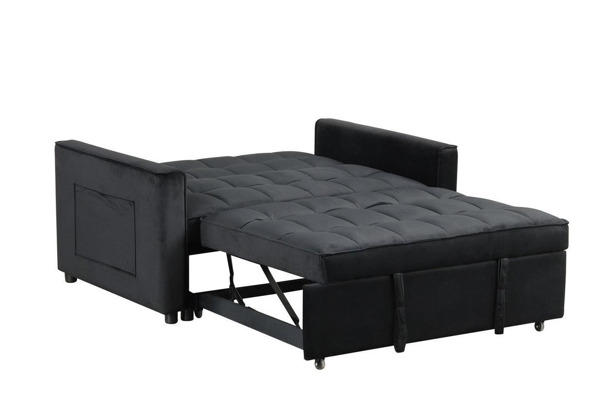 Maeve - Convertible Sleeper Loveseat With Tufting and Side Pocket - Black