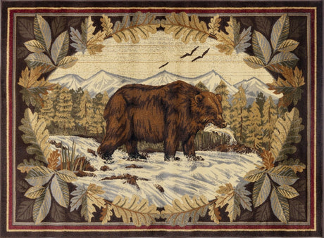 Nature's Nest - 5'3" X 7'3" Lodge Area Rug - Multi, Brown by Icona Home Decor | Bel Furniture