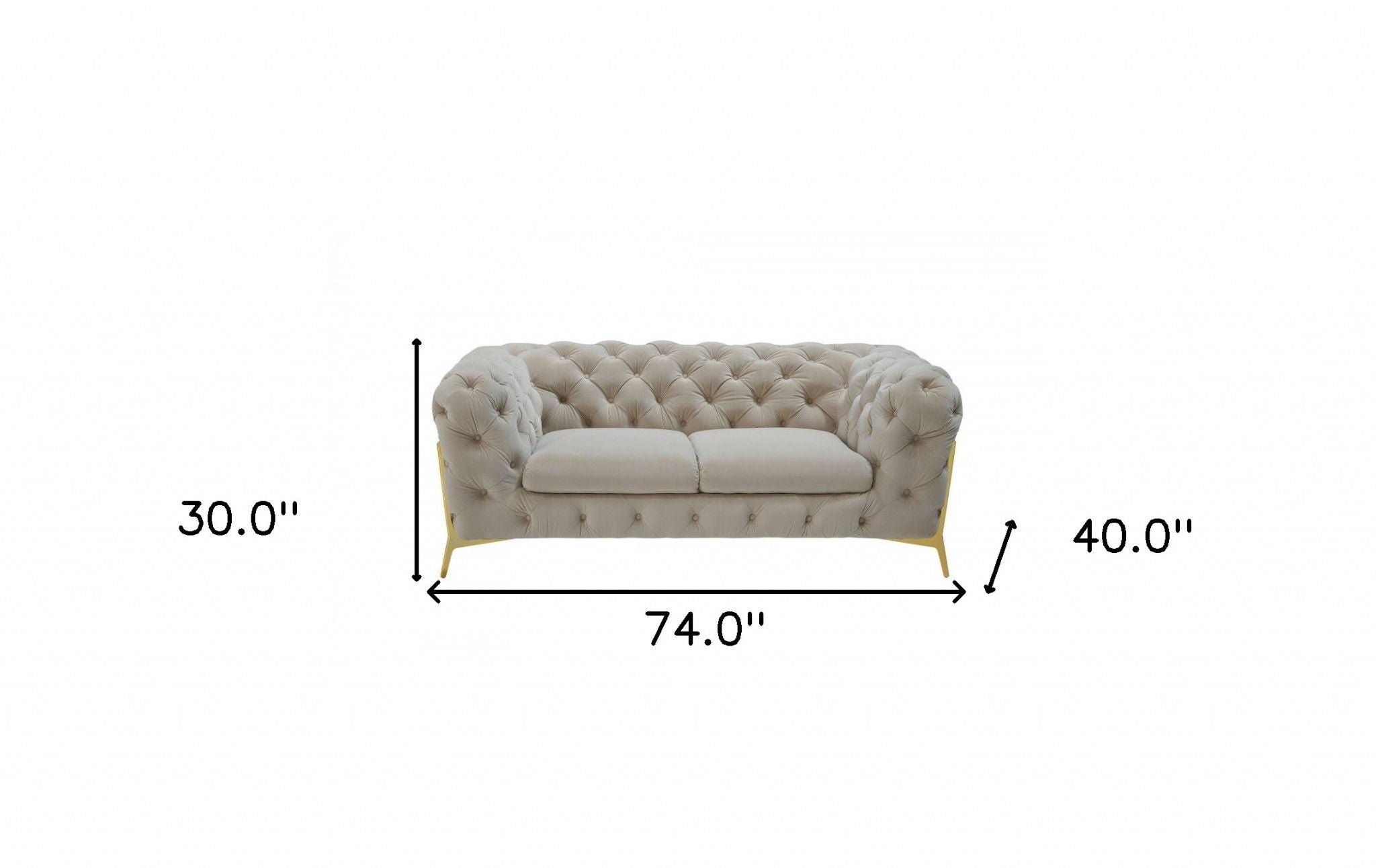 Glam Velvet And Gold Loveseat - Beige