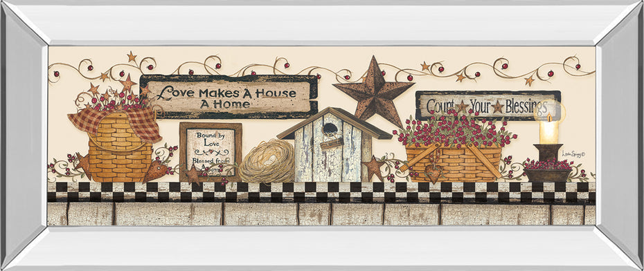 Love Makes A House A Home By Linda Spivey - Mirror Framed Print Wall Art - Beige