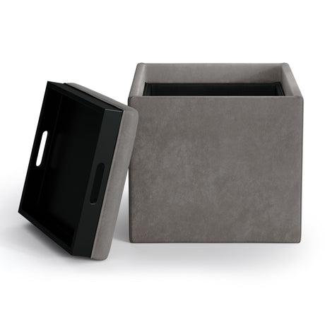 Rockwood - Upholstered Cube Storage Ottoman With Tray - view 19