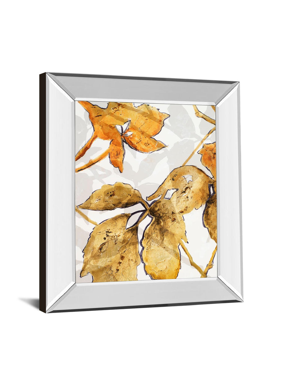 Gold Shadows Il By Patricia Pinto - Mirror Framed Print Wall Art - Dark Brown