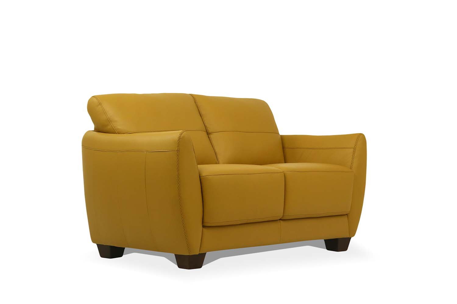 Leather Love Seat - Mustard / Black